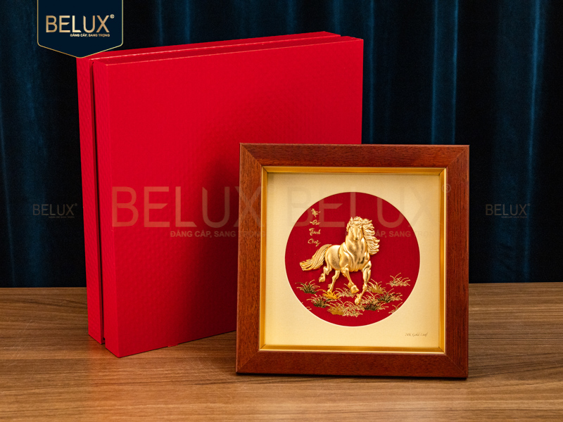 Tranh Ngựa dát vàng 24k&nbsp;20x20cm